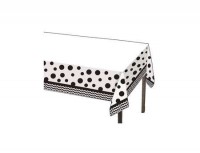 Puanlar ve Çizgiler Siyah Masa Örtüsü - Parti Yıldızı