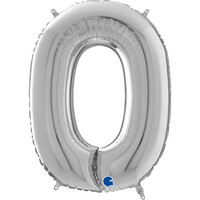 Rakam Balon 0 Rakamı Gümüş - 70 cm - Parti Yıldızı