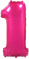 Rakam Balon 1 Rakamı Fuşya - 70CM - Parti Yıldızı