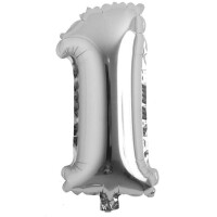 Rakam Balon 1 Rakamı Gümüş - 35cm - Parti Yıldızı