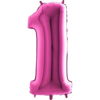 Rakam Balon Pembe 1 Rakamı - 100CM - Parti Yıldızı