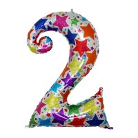 Rakam Balon 2 Rakamı Desenli - 100CM - Parti Yıldızı