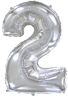 Rakam Balon 2 Rakamı Gümüş - 70CM - Parti Yıldızı