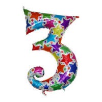 Rakam Balon 3 Rakamı Desenli - 100CM - Parti Yıldızı