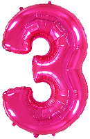 Rakam Balon 3 Rakamı Fuşya - 70CM - Parti Yıldızı
