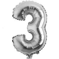 Rakam Balon 3 Rakamı Gümüş - 35cm - Parti Yıldızı