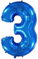 Rakam Balon 3 Rakamı Mavi - 70CM - Parti Yıldızı
