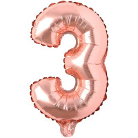 Rakam Balon 3 Rakamı Rose Gold - 35cm - Parti Yıldızı