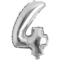Rakam Balon 4 Rakamı Gümüş - 35cm - Parti Yıldızı