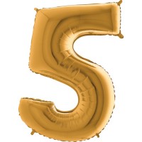 Rakam Balon Gold 5 Rakamı - 100CM - Parti Yıldızı