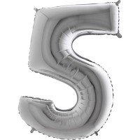 Rakam Balon Gümüş 5 Rakamı - 100CM - Parti Yıldızı