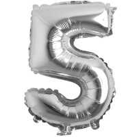 Rakam Balon 5 Rakamı Gümüş - 35cm - Parti Yıldızı