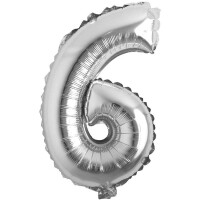 Rakam Balon 6 Rakamı Gümüş - 35cm - Parti Yıldızı