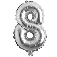 Rakam Balon 8 Rakamı Gümüş - 35cm - Parti Yıldızı