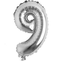 Rakam Balon 9 Rakamı Gümüş - 35cm - Parti Yıldızı