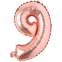 Rakam Balon 9 Rakamı Rose Gold - 35cm - Parti Yıldızı