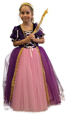 Rapunzel Kadife Kostüm ( Taç dahil) 7-8 - 1