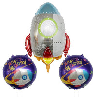 Roket Temalı Folyo Balon Set 3lü - Parti Yıldızı