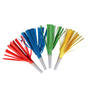 Saçaklı Renki Düdük 4 Adet - Parti Yıldızı