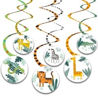 Safari Hayvanları Dalgalı Süs 6 Adet - Parti Yıldızı