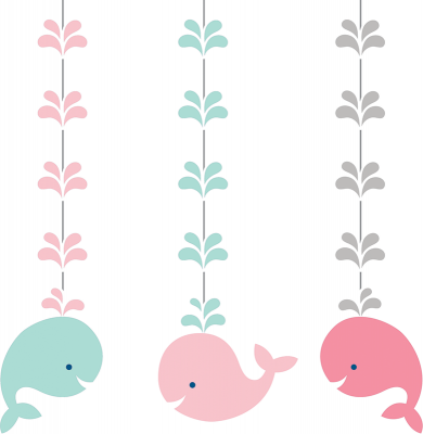 Sevimli Balina Pembe 3 Lü Asma Süs - 1