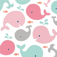 Sevimli Balina Pembe Peçete 16 Adet - Parti Yıldızı