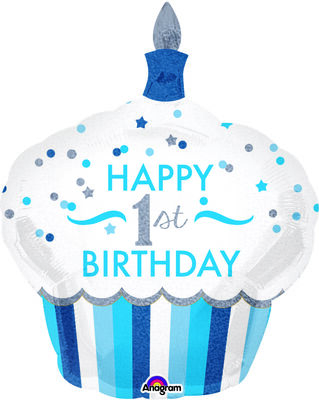 SShape 1st Birthday Boy Cupcake Balon 73x91cm - 1