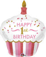 SShape 1st Birthday Girl Cupcake Balon 73x91cm - Parti Yıldızı