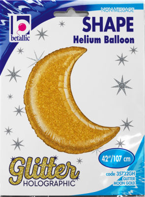 Sshape Ay Şeklinde Işıltılı Folyo Balon (Altın) 107cm - 1