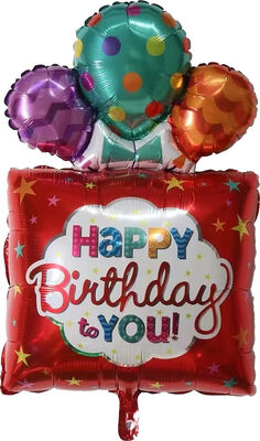 SShape Balon Dekorlu Hediye Paketi Folyo Balon - Kırmızı - 1
