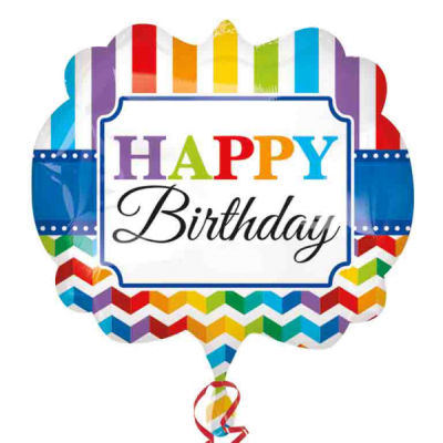 SSHape Chevron ve Çizgiler Happy Birthday Balon 63x55c - 1