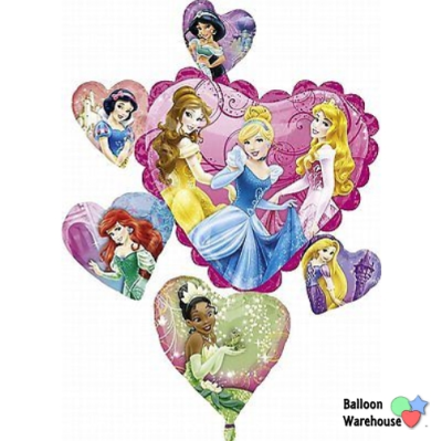 SShape Disney Prensesleri Kalp Demeti Folyo Balon 86x71cm - 1