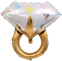 SShape Elmas Efektli Tek Taş Yüzük Folyo Balon Gold 32