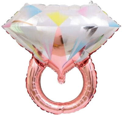 SShape Elmas Efektli Tek Taş Yüzük Folyo Balon Rose Gold 32