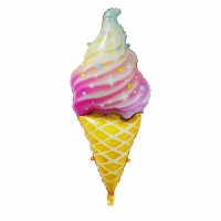 SShape Gökkuşağı Renkli Dondurma Folyo Balon 110cm - Parti Yıldızı