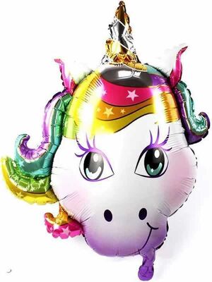 SShape Gökkuşağı Unicorn Kafası Folyo Balon - 1