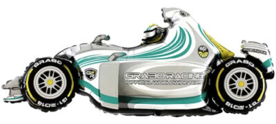 SShape Grabo Racing Beyaz Yarış Arabası Folyo Balon - 1