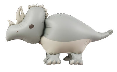 SShape Gri Tonlarda Triceratops Dinozor Folyo Balon 69x41cm - 1
