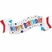 Sshape Happy Birthday Dalgalı Banner Balon 48x101cm - Parti Yıldızı