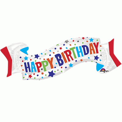 Sshape Happy Birthday Dalgalı Banner Balon 48x101cm - 1