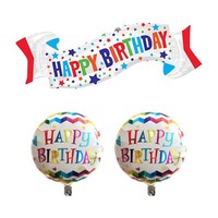 Balon Seti Happy Birthday Dalgalı Banner 3 Adet - Parti Yıldızı