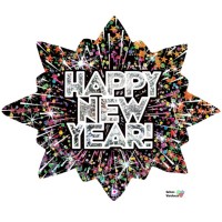 Sshape Happy New Year Pırıltılı Folyo Balon 81cm - Parti Yıldızı