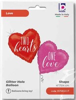 SShape İki Kalp Bir Aşk Folyo Balon 104cm - 2