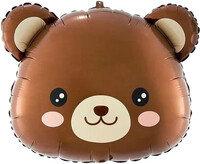 SShape Kahverengi Ayı Kafası Folyo Balon 61cm - Parti Yıldızı