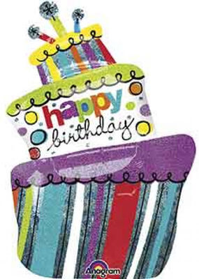 SShape Katlı Pasta H. Birthday Folyo Balon 94x61cm - 1