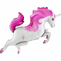 SShape Koşan Pembe Yeleli Unicorn 122cm - Parti Yıldızı