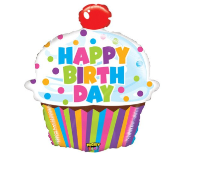 SShape Işıltılı Cupcake Happy Birthday Balon 79cm - 1