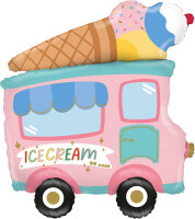 SShape Pastel Renkli Dondurma Kamyonu Folyo Balon - Parti Yıldızı