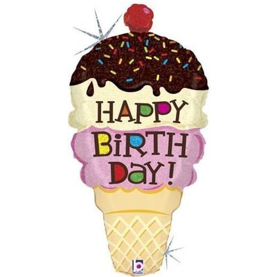 SShape Pırıltılı Dondurma Külahı H. B. Balon 84cm - 1