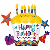 Sshape Pırıltılı Happy Birthday Yıldızlı Pasta Balon 71x66cm - Parti Yıldızı